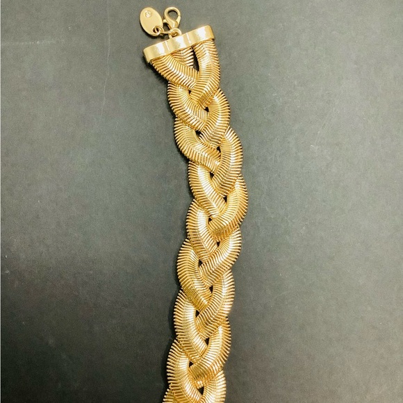 Statement Textured Braided Collar Necklace in Gold Tone - Picture 3 of 8